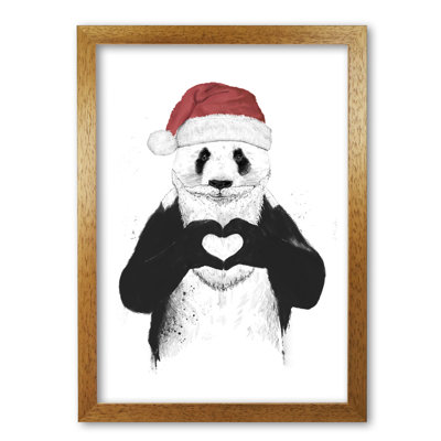 Santa Panda 1 Piece Single Picture Frame Wall Art