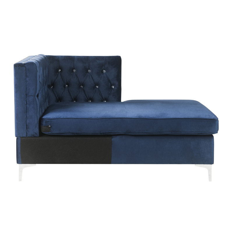 Chaise longue rembourrée Haoyuan, Velours bleu