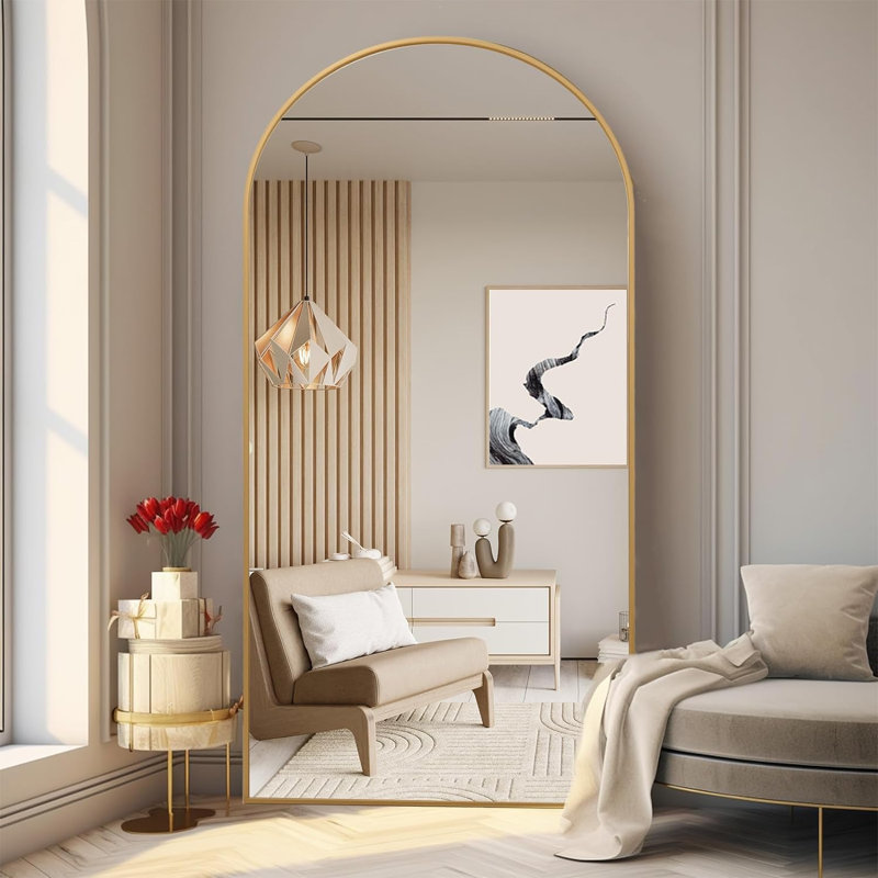 Jerikka Metal Arch Mirror, Gold, 72" x 32"