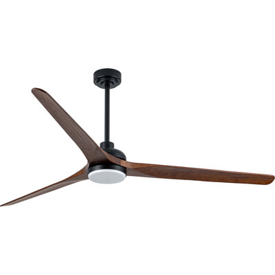 72 inch Black Modern Ceiling Fan with Light and Remote, Reversible DC Motor Farmhouse Ceiling Fan with 3 Blades