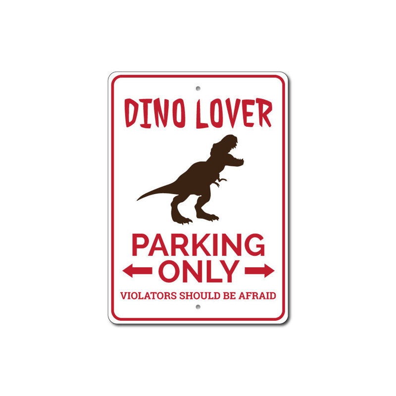 Enseigne en aluminium Dino Lover, H 18 po x l 12 po x P 0,06 po