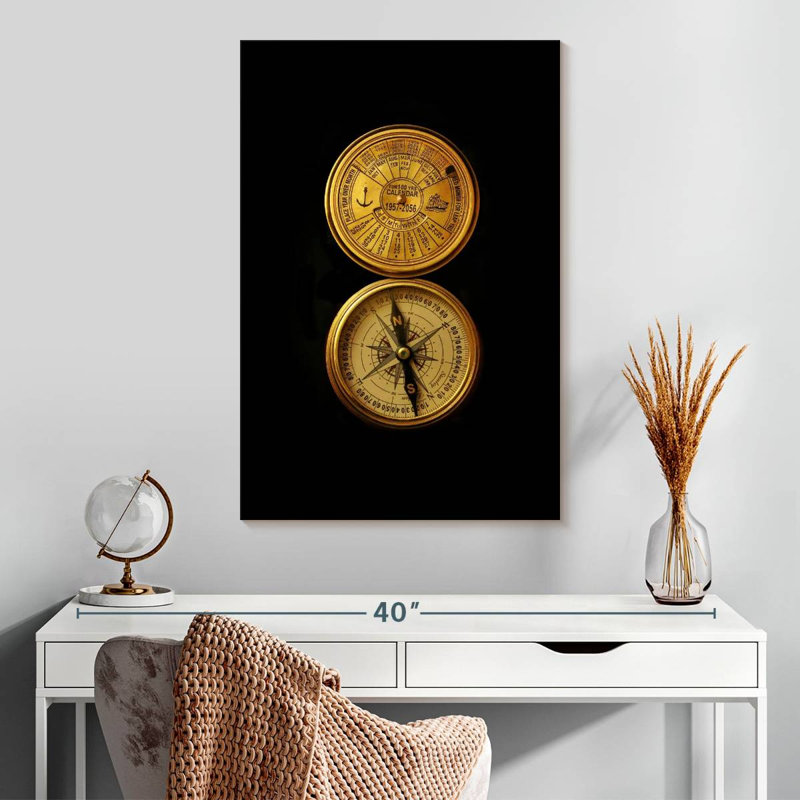 Gold Navigational Compass, 30" H x 20" W