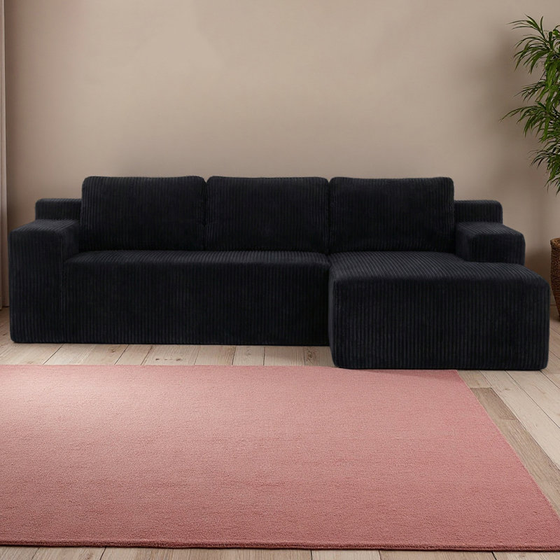 Corduroy Modular L Shaped Sectional Sofa,Luxury Floor Couch Set,Upholstered Indoor Furniture,Foam-Filled Compressed Sofa For Living Room,Bedroom