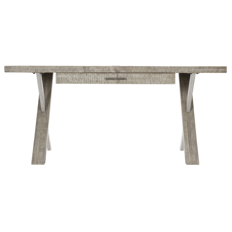 Transitional Solid Wood Home Office Desk with USB Port, Gray