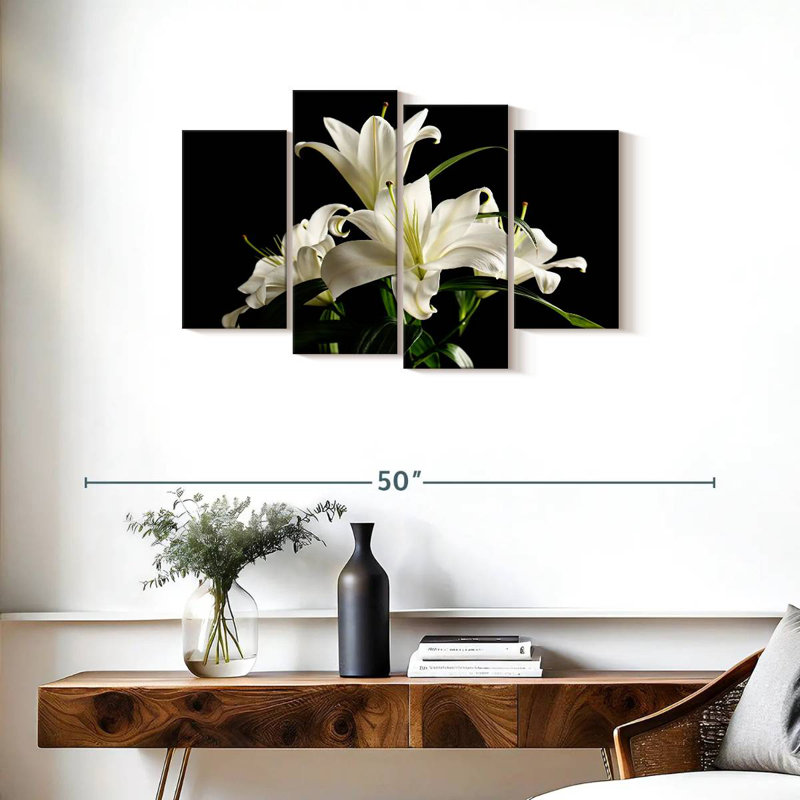 Fleurs de lys blanc Harnek, H 22 po x l 36 po
