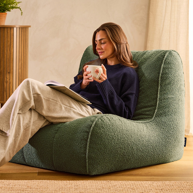 Boucle Bean Bag Chair, Green