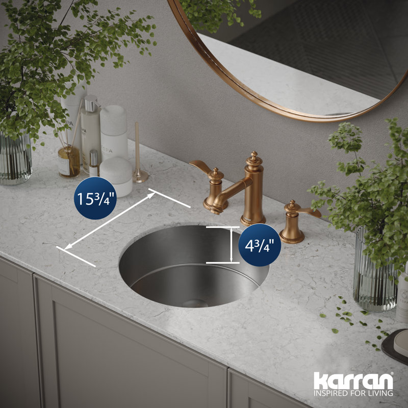 Karran Cinox 15.75'' Stainless Steel Circular Bathroom Sink, Stainless Steel