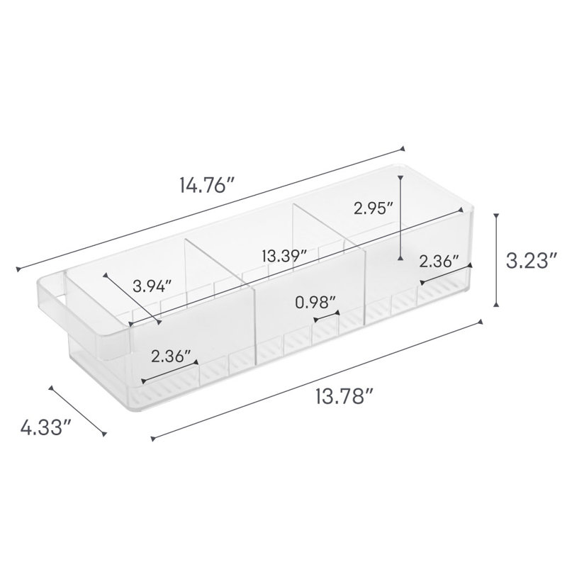 White ABS Plastic Refrigerator Organizer Bin with Dividers