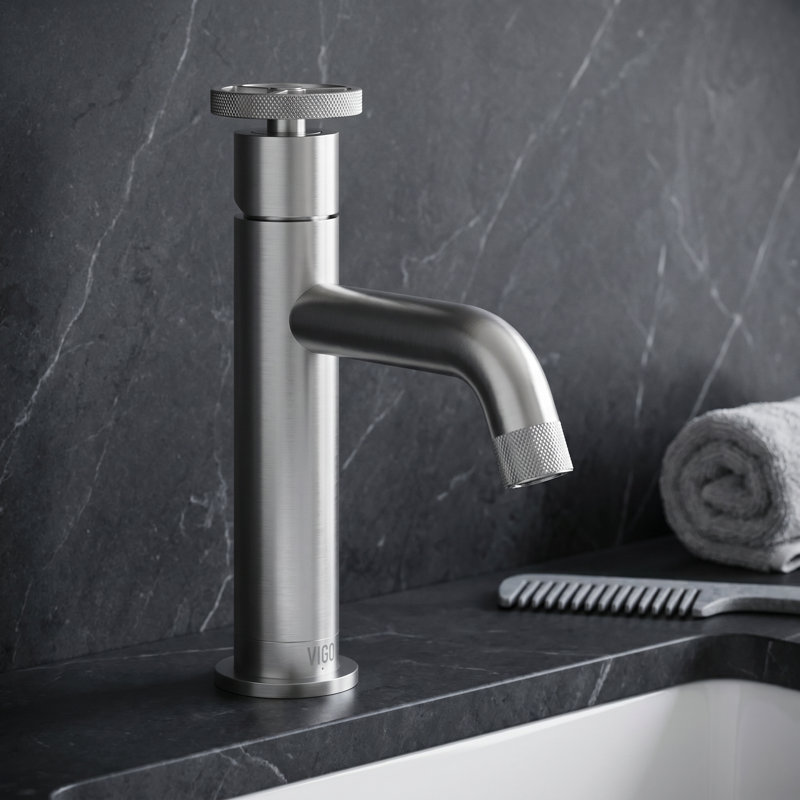 Robinet pour salle de bain à poignée simple à un trou H 8 po Cass, Nickel brossé