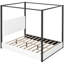 Grand lit plateforme avec baldaquin tapissier et structure en métal, bois de pin massif blanc, 4 affiches pour suspendre des rideaux, tête de lit invitante en velours, Design a romantique, simple