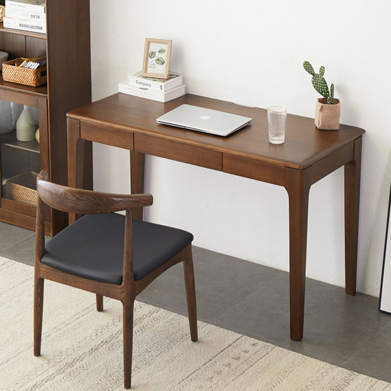 Bureau rectangulaire en bois massif avec tiroirs Walnut, H 29,53 po x l 47,24 po x P 21,65 po