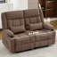 Causeuse inclinable en tissu brun avec deux repose-pieds manuels et porte-gobelets