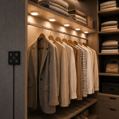 Paquet de 6 mini-rondelles enfichables 3000K à 6000K avec gradateur câblé 12V 2W / pièce pour l'éclairage sous l'armoire
