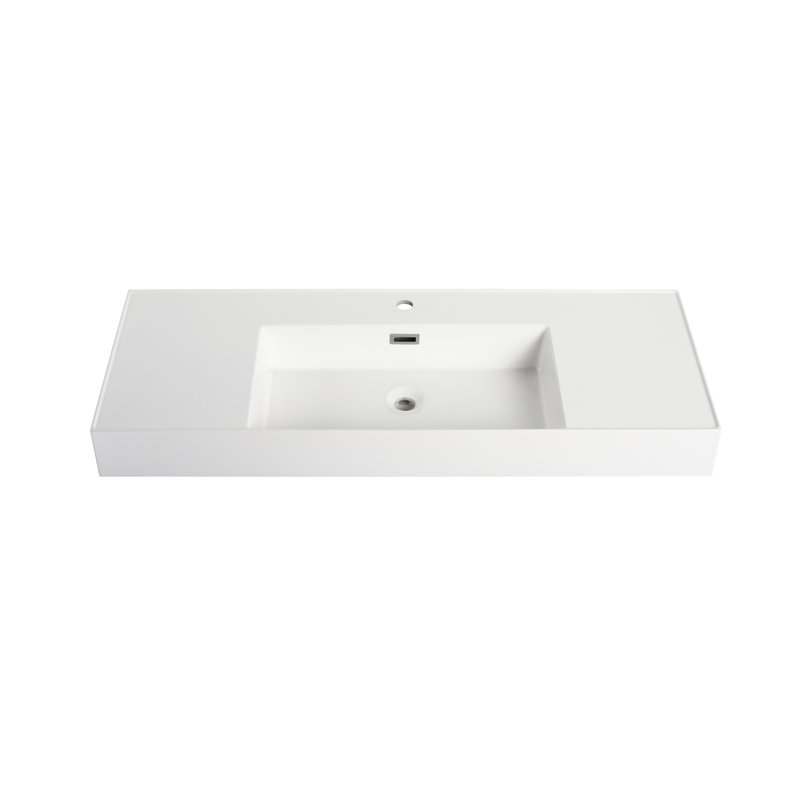 48" Bathroom Vanity Resin Basin In White - Gel-Coated, Enjoyable Look, 48.54 In. D X 18.39 W 4.78 H 48 Inch Non-Scratch, Depth, Width, Height