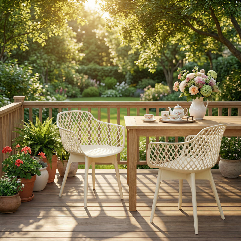 Outdoor Patio Dining Armchair, Beige