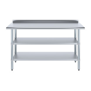 Stainless Steel Prep Table with 1.5 in. Backsplash and 2 Undershelves
