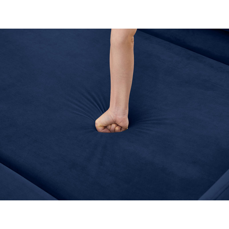 Canapé-lit en velours avec deux coussins et dossier réglable, Velours bleu