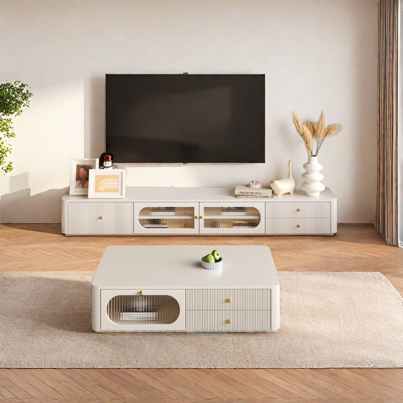 Table basse à grande capacité avec meuble télé et rangement