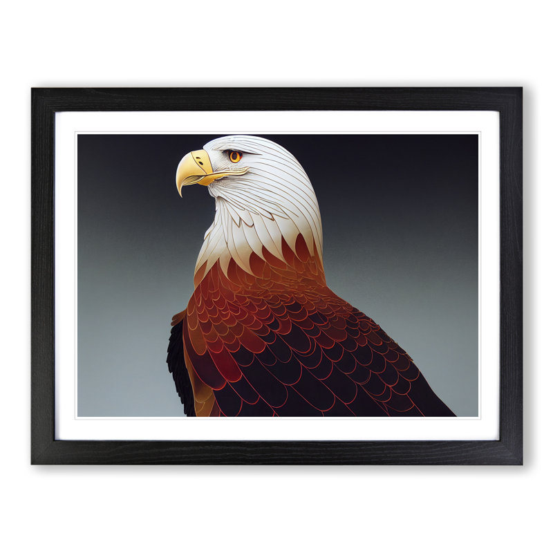 Dramatic Eagle Bird 1 Piece Single Picture Frame Wall Art, 25cm H x 34cm W x 2cm D, Black Framed