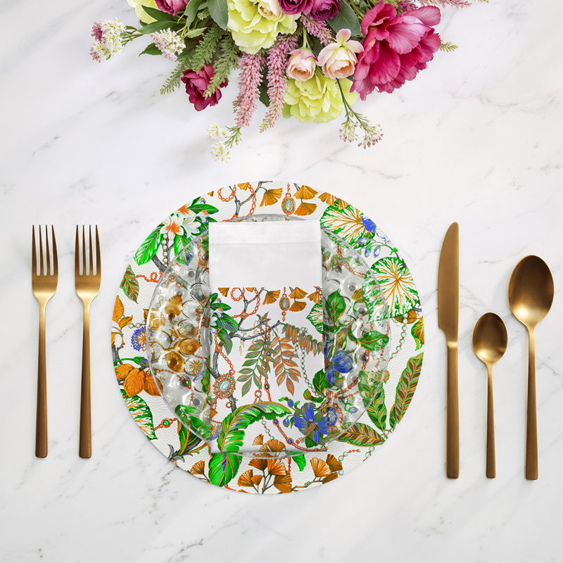 Plumeria Cotton Sateen Dinner Napkins, Tangerine