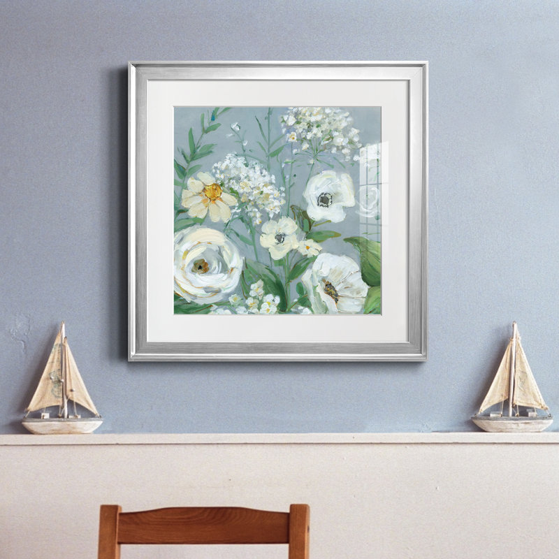 Painterly Garden I - Cadre photo, reproduction d'art sur papier, H 26,5 po x l 26,5 po x P 1,5 po, Encadrement argenté