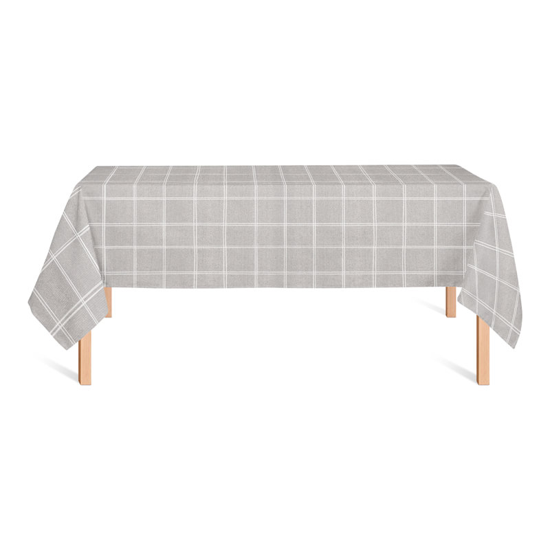 Rectangular Plaid Polyester Tablecloth, Gray