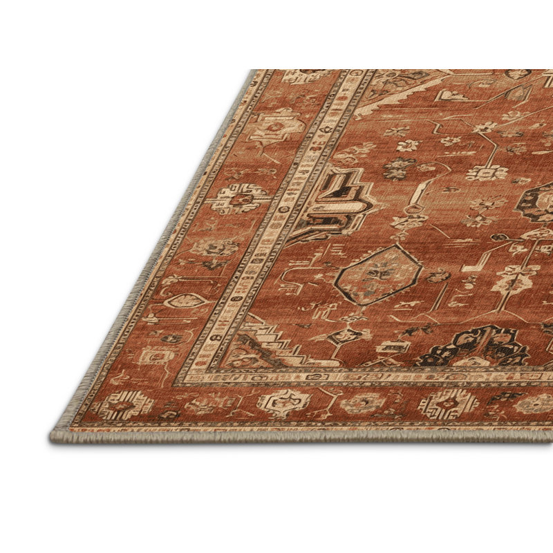Tapis brun turc lavable à la machine, Rond 4 pi