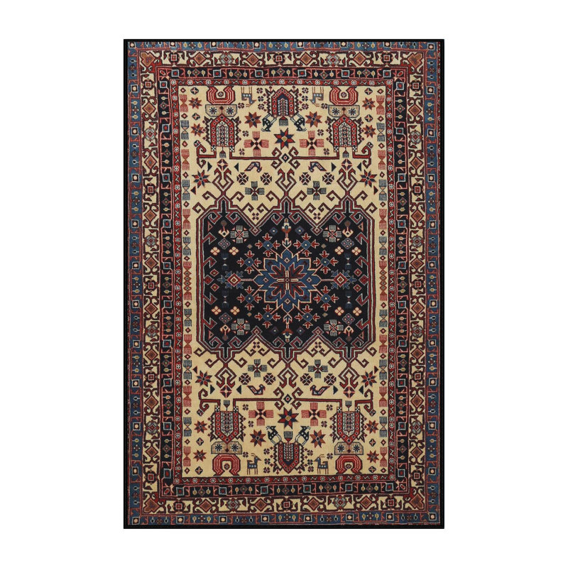 Tapis beige/brun traditionnel Balen, Rectangle 5 pi x 7 pi