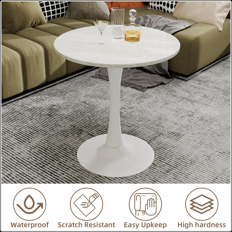 Table basse ronde de style Mid-Century moderne, idéale pour les petits espaces et parfaite pour les rassemblements de 2 à 4 personnes