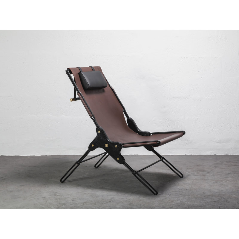 Perfidia Leather Lounge Chair, Brown Red Genuine Leather