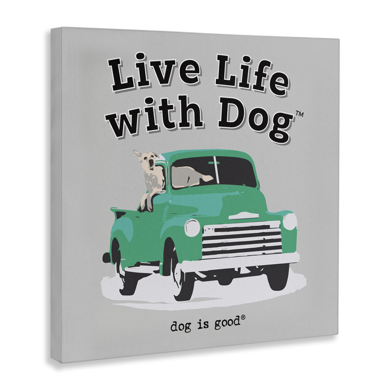 «Dog in Pickup Truck», art mural sur toile par Dog Is Good, H 17 po x l 17 po