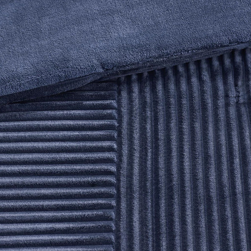 Full/queen Comforter - Navy, Ribbed Outer Layer, Solid Inner Machine Washable, Includes 1 And 2 Shams Navy Color, Down Alternative, Face, Backside, Washable With