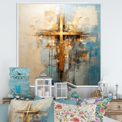 Reproduction d'art mural doré, croix de minimalisme religieuse II