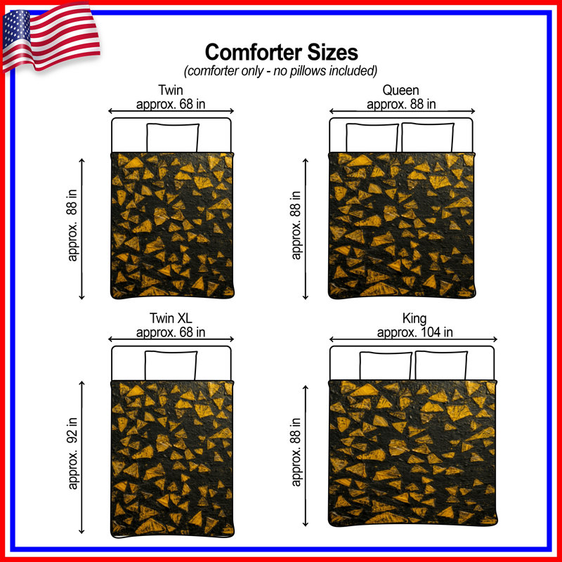 Yellow Triangular Fragments Comforter, Twin Extra Long