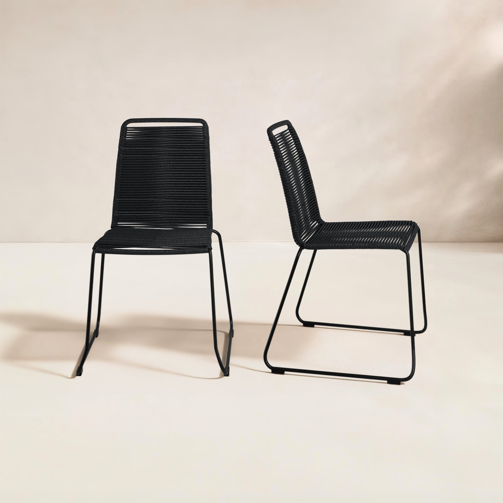 Camberlynn Stackable Patio Side Chair, Black