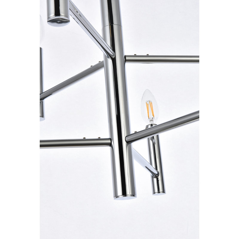 Luminaire suspendu géométrique unique Cartell, Chrome, 6 lumières, H 19,9 po x l 22 po x P 22 po