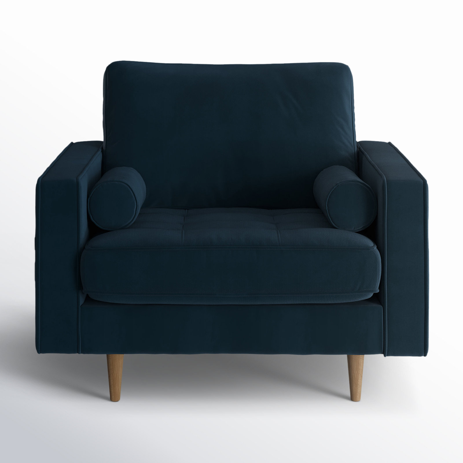 Geo Upholstered Armchair, Ink Blue Performance Velvet