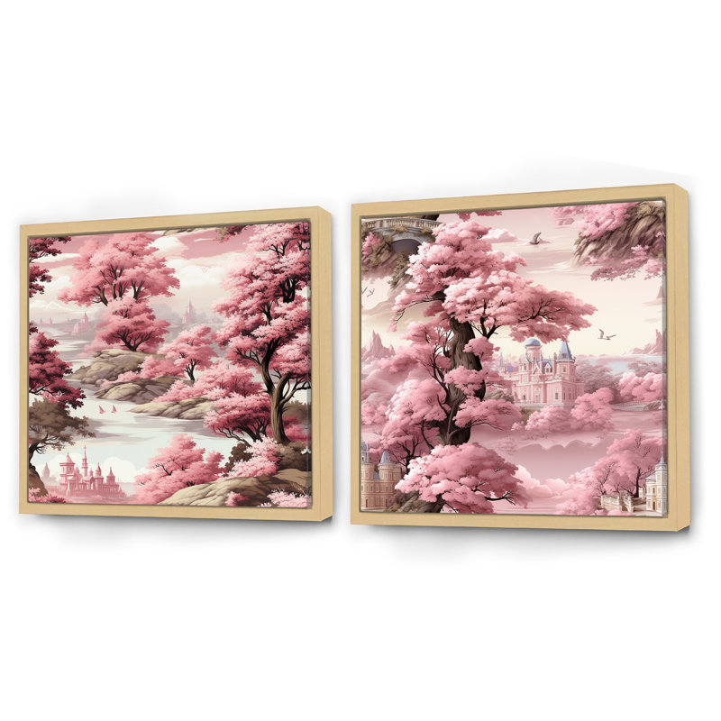 Retta - Ensemble de 2 collage paysage carré, H 16 po x l 33 po, Cadre flottant brun