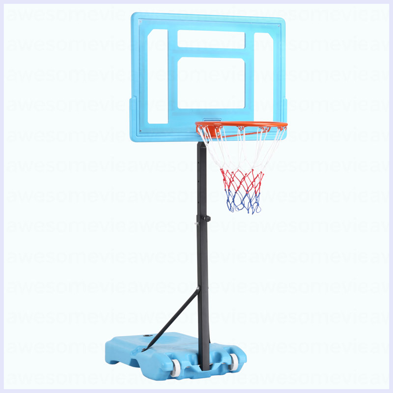 Support pour panier de basketball près de la piscine, système de cerceau portatif réglable en hauteur de 36,5 po à 48,5 po avec panneau transparent et base remplissable pour toute la famille, bleu, noir, rouge