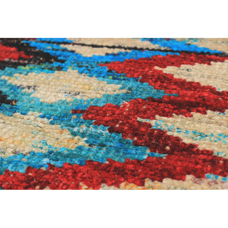 Tapis unique en soie noué à la main style Keisari des années 1980 de 4 pi 10 po x 7 pi 9 po rouge Pyrha