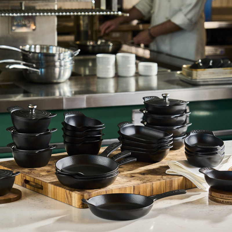 Le Creuset Enameled Cast Iron Set Of 4  Covered Mini Round Cocottes, 1/3 Qt. Each, Matte Black