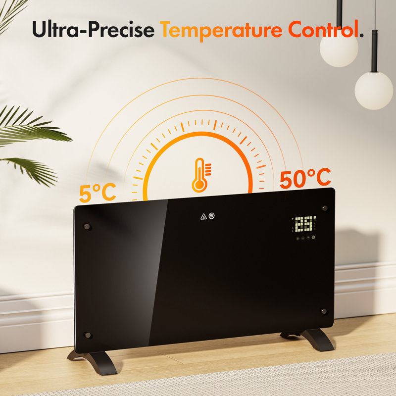 VonHaus 2000 Watt 6800 BTU Electric Panel Space Heater with Adjustable Thermostat and with Digital Display