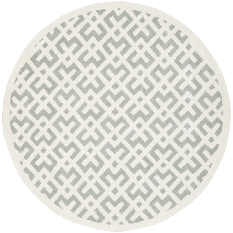 Deedie Hand Tufted Wool Geometric Rug, Round 7'