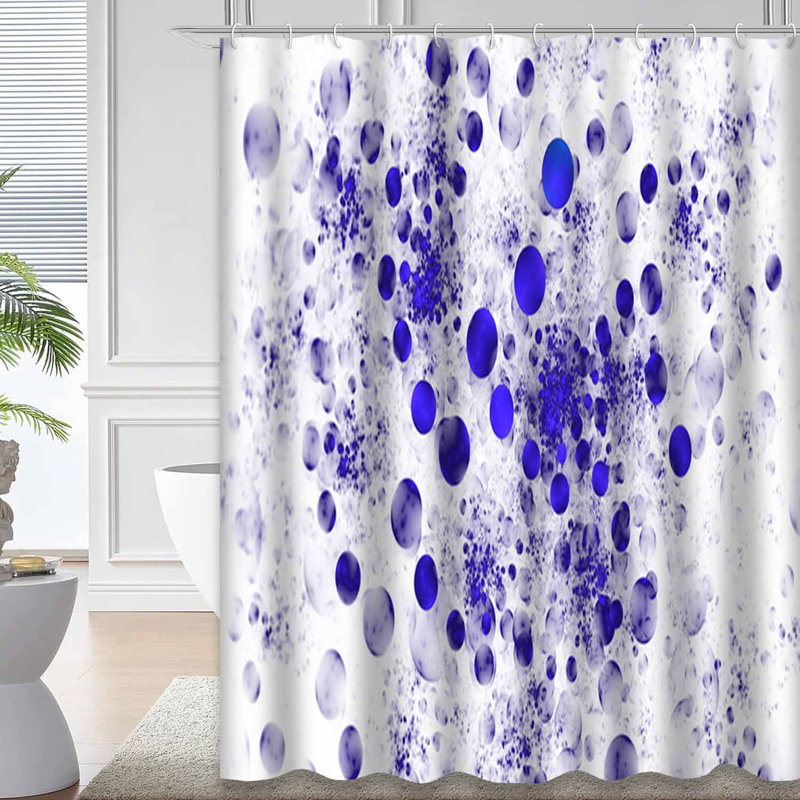 Rideau de douche abstrait fractal abstrait bleu marine avec 12 crochets, L 72 po x l 78 po