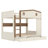 Queen Over Queen Solid Wood Bunk Bed with Storage Drawers, Shelves and Hooks-2081434739-2093976302