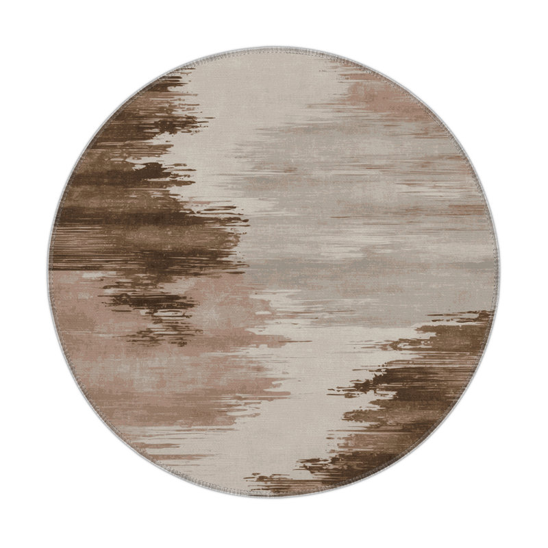 Tapis intérieur et extérieur beige Watercolor, Rond 5 pi