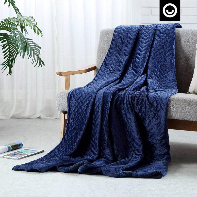 Couverture lestée pour chambre Enia, l 48 po x L 72 po, Bleu marine, 8 lb