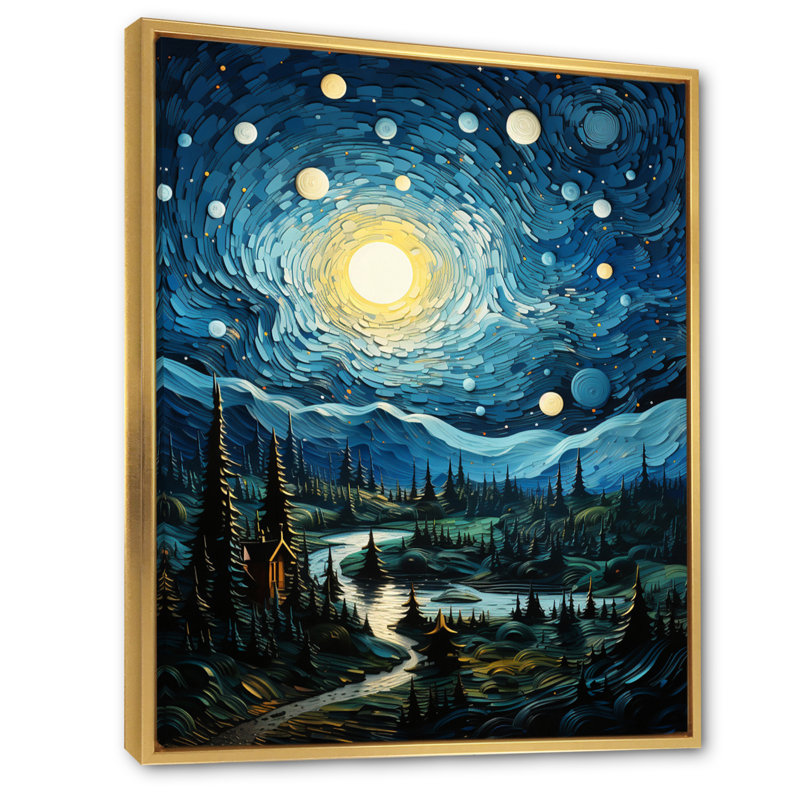 «Dochi Master chef the Starry Day» par Vincent V, reproduction sur toile, Cadre flottant doré, H 20 po x l 12 po x P 1 po