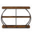 Console industrielle de 41,3 po, table d'entrée à 3 niveaux avec structure en métal arquée, canapé d'appoint rustique brun avec rangement pour le salon, le couloir