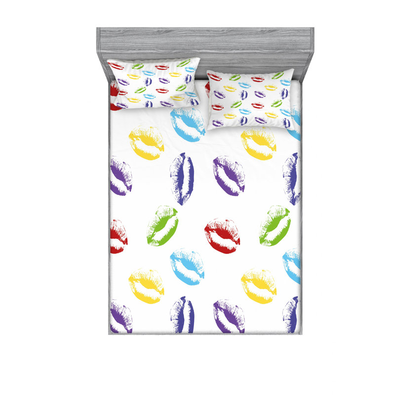 Ensemble de draps géométriques Make Up, Ensemble de draps pour lit double avec un drap-hou